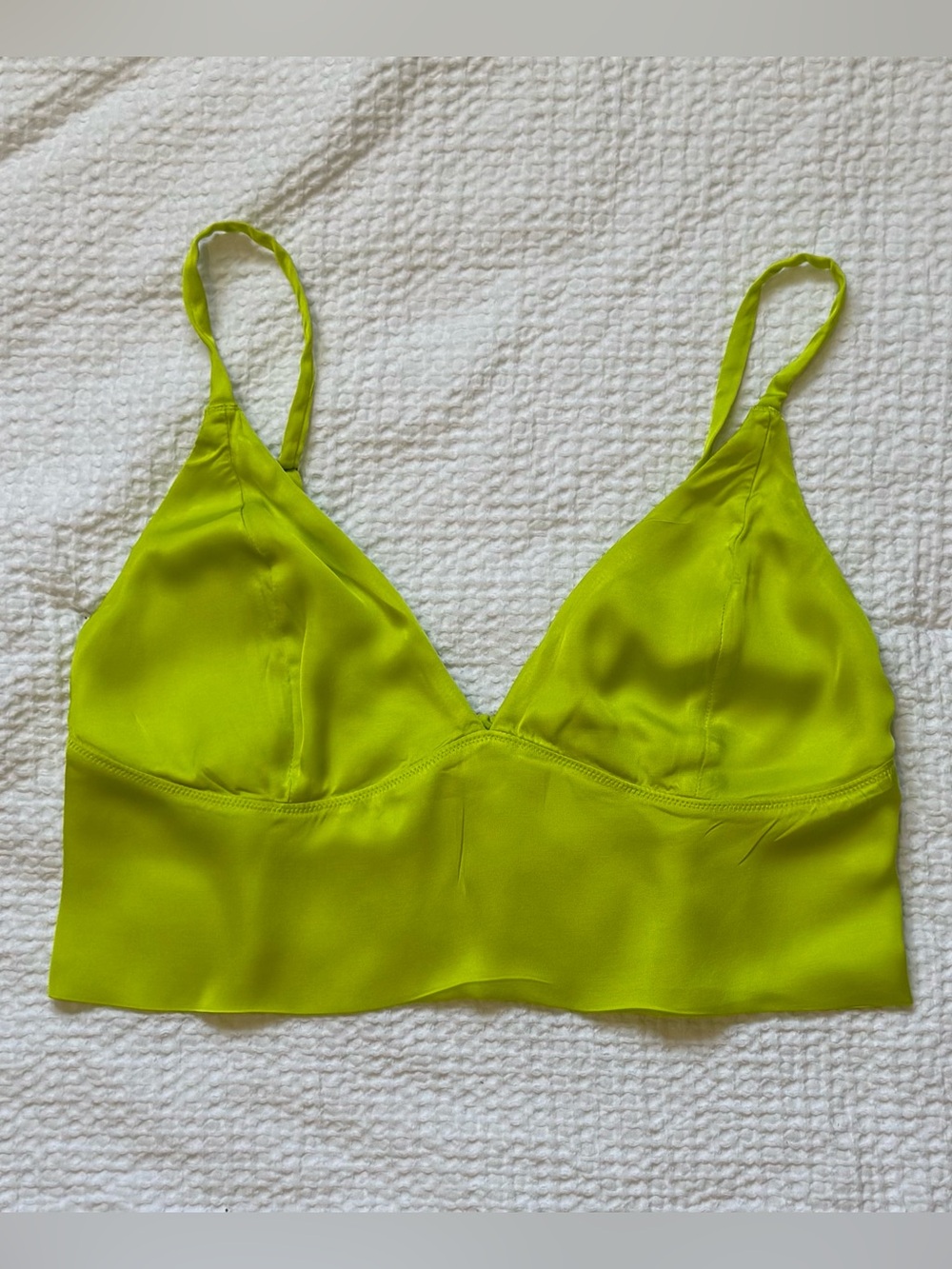 aerie Lime Green Satin Bralette Top